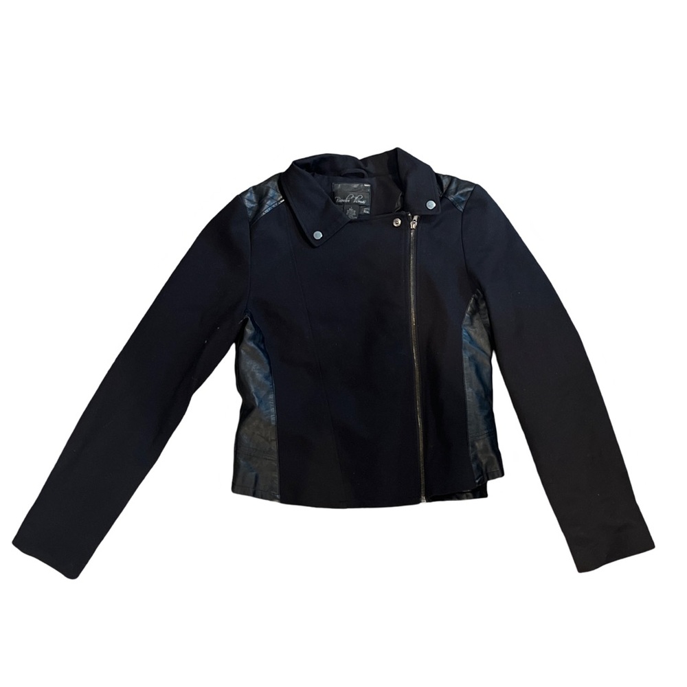 Francesca’s black jacket with faux leather detailing SZ L
